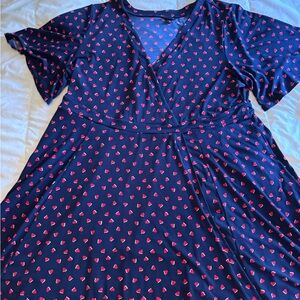 torrid Navy Dress with Red Heart Print